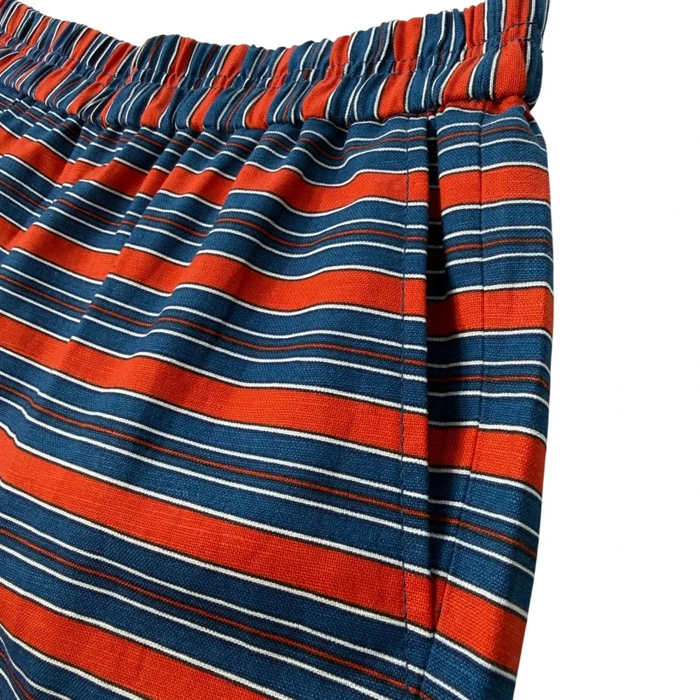 J.Crew Striped Linen Shorts Pull On Red White Blue Womens 2